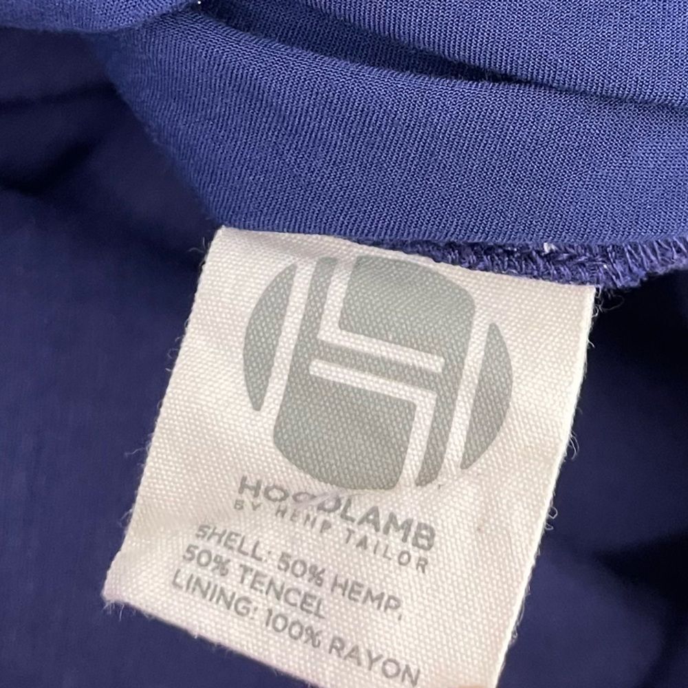 Hoodlamb Lagenlook High Low Minimalist Hemp Dress Adjustable Strap Tie Navy L - Picture 8 of 12